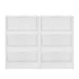 6PCS/Set Side Open Transparent Shoe Boxes Plastic Shoe Storage Organizer Containers Bins for Closet Room Supplies