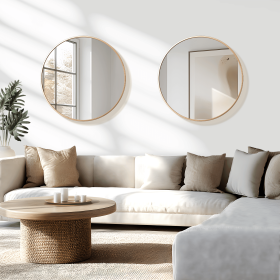 24" Morden Golden Round Metal Framed Wall-Mounted Vanity Mirror Bathroom Vanity Mirror for Bedroom Entryway, Living/Dressing Room